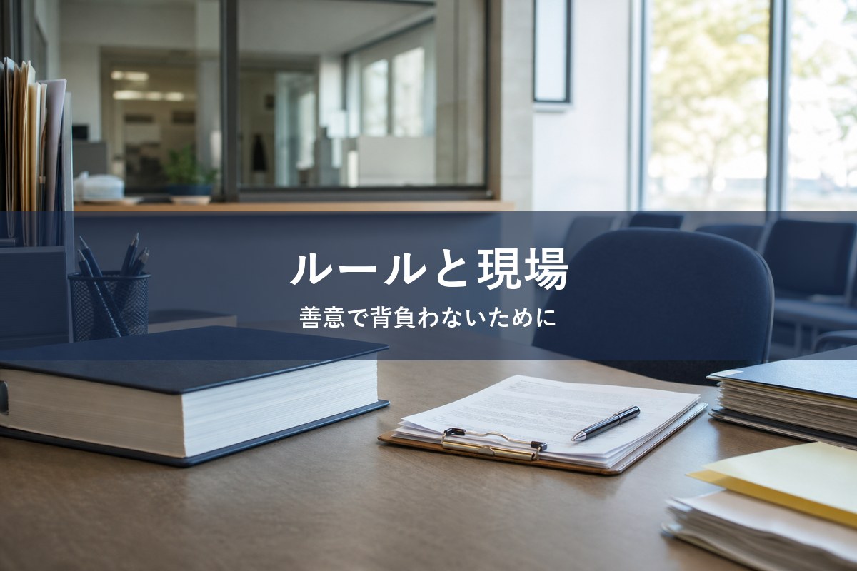 会社のルールと現場の現実に悩む人向け記事のアイキャッチ画像