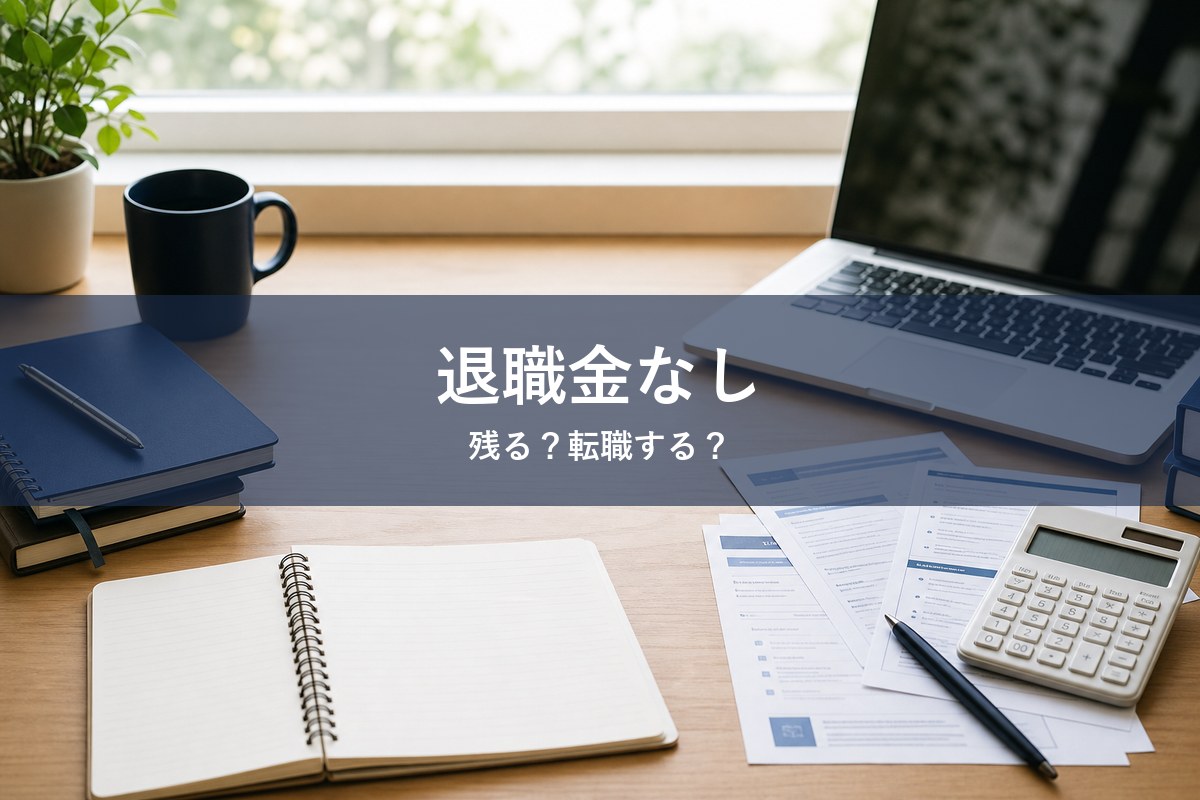 退職金がない会社で残るか転職するかを考える記事のアイキャッチ画像